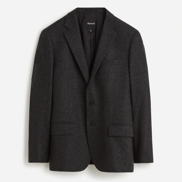 NWOT Madewell Roebling Two-Button Blazer in Italian Fabric 40R -Heather Charcoal - Picture 4 of 11